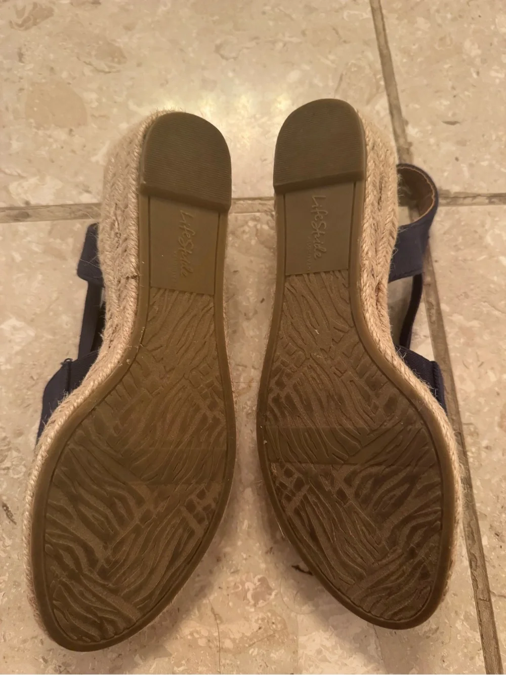 Life Stride Navy Espadrille Slingback Sandals